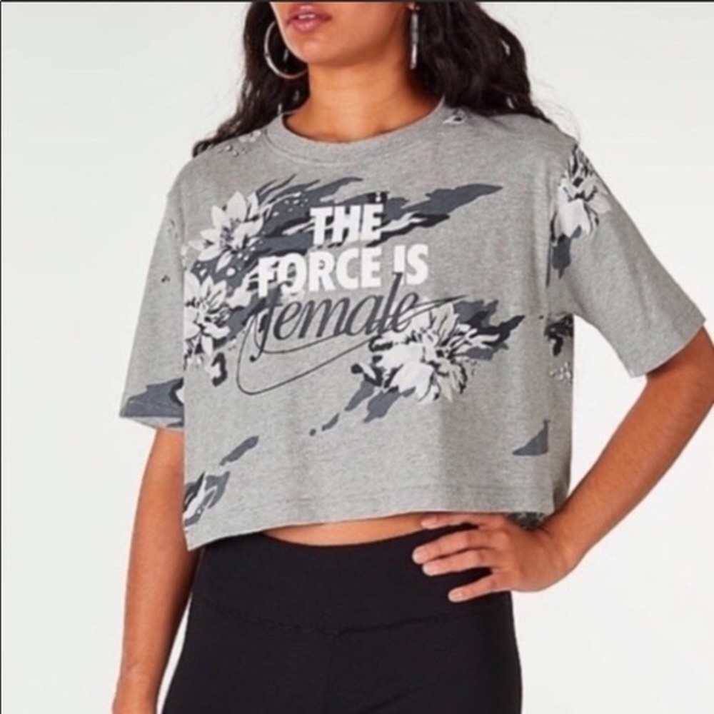 Nike Floral Crop Tee Shirt - The Force is Female M